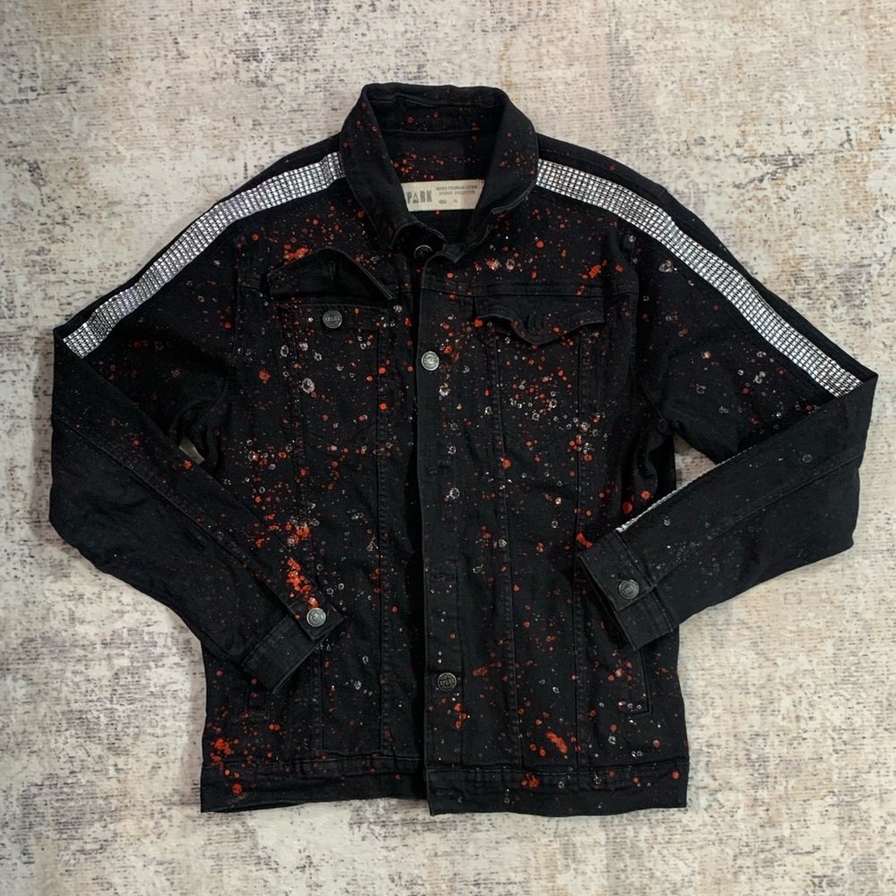 Spark Premium Denim Studio Collection Mens XL Speckled Jeweled Jean Jacket